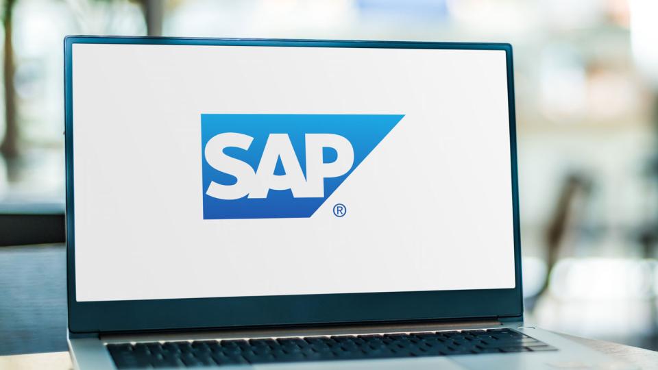 Laptop zeigt SAP Logo